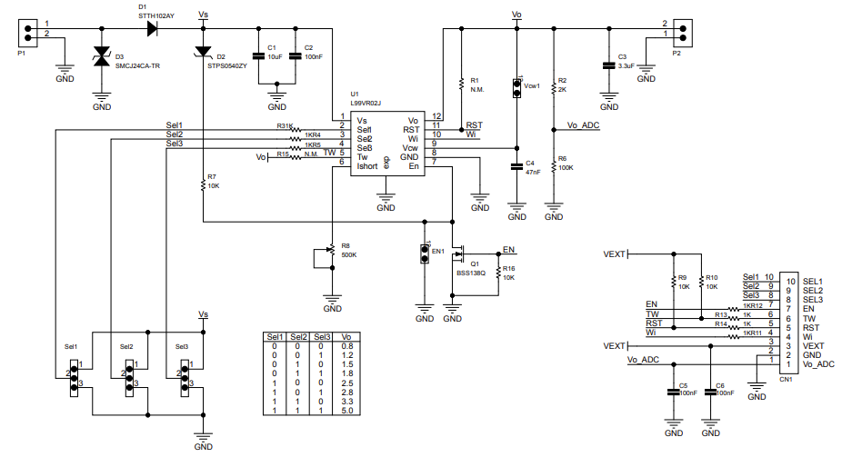 原理图 - STMicroelectronics AEK-POW-LDOV02J评估板